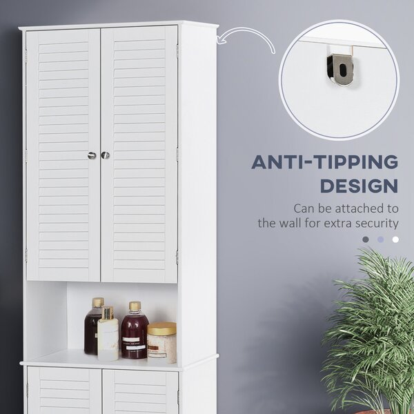 HOMCOM MDF Freestanding 6-Tier Bathroom Storage Cabinet White Aosom UK