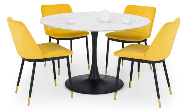 Holland Round Pedestal Dining Table with 4 Delaunay Chairs