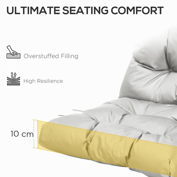 Outsunny Garden Back Chair Cushion, Comfortable Patio Seat Cushion Pad with Backrest for Outdoor & Indoor Use, Light Grey Aosom UK