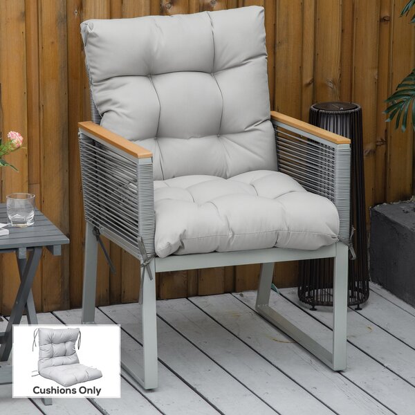 Outsunny Garden Back Chair Cushion, Comfortable Patio Seat Cushion Pad with Backrest for Outdoor & Indoor Use, Light Grey Aosom UK
