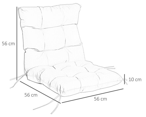 Outsunny Garden Back Chair Cushion, Comfortable Patio Seat Cushion Pad with Backrest for Outdoor & Indoor Use, Light Grey Aosom UK