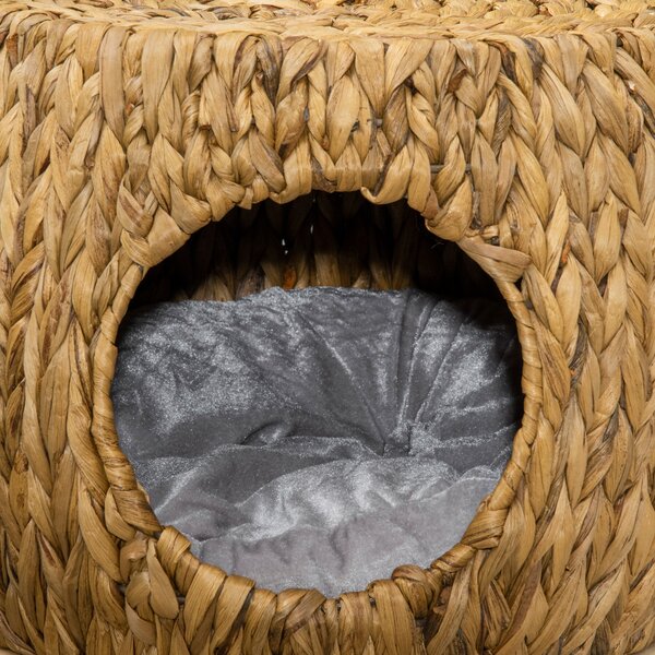 PawHut Rattan Retreat: Wicker Cat Abode with Plush Cushion, Washable, Indoor & Outdoor Bliss Aosom UK