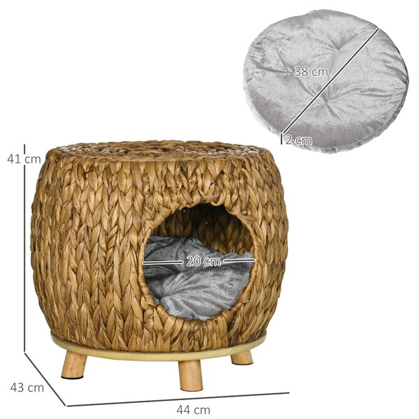 PawHut Rattan Retreat: Wicker Cat Abode with Plush Cushion, Washable, Indoor & Outdoor Bliss Aosom UK
