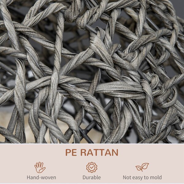 PawHut Rattan Elevated Cat Bed: Cosy Ball-Shaped Kitten Abode with Removable Cushion, Silver-Tone and Grey Aosom UK