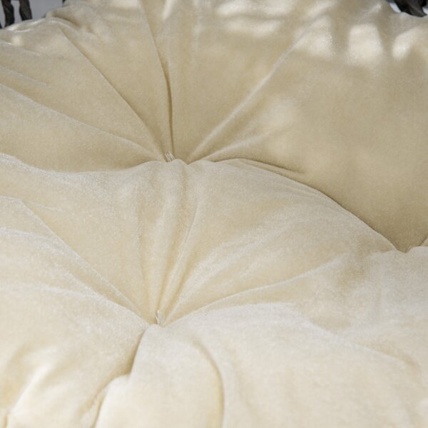 PawHut Rattan Elevated Cat Bed: Cosy Ball-Shaped Kitten Abode with Removable Cushion, Silver-Tone and Grey Aosom UK