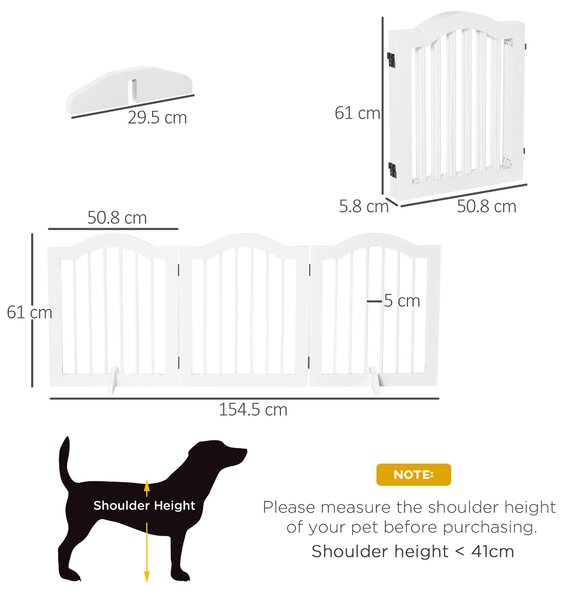 PawHut Dog Gate Wooden Foldable Small Sized Pet Gate Stepover Panel w/ Support Feet Freestanding Safety Barrier for House Doorway Stairs Aosom UK