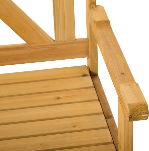 Outsunny Wood Garden Bench 2 Seater Storage Chest Patio Seating Chair with High Back and Armrest