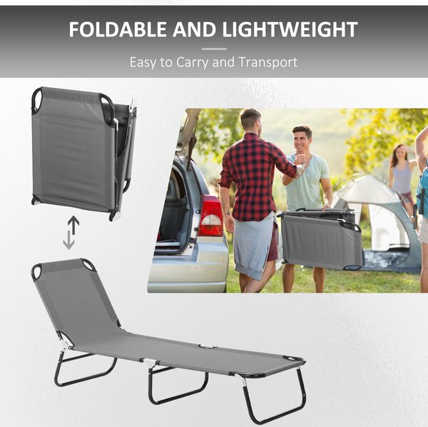 Outsunny Patio Sun Lounger with 5-Position Adjustable Backrest, Weather-Resistant Oxford Fabric, Grey Aosom UK