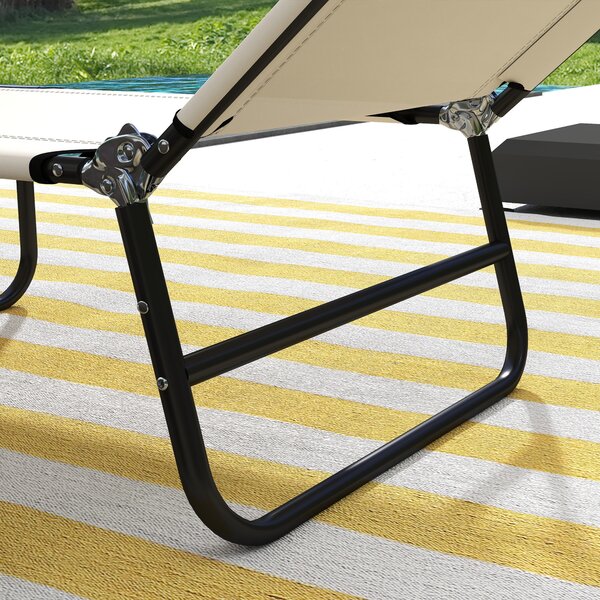 Outsunny Adjustable Garden Sun Lounger with Five-Position Back, Cream White, Comfortable Outdoor Recliner Aosom UK