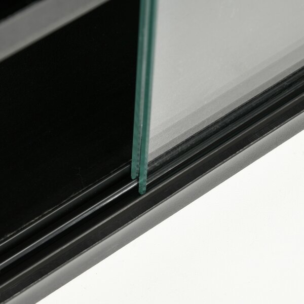HOMCOM Particle Board 5-Tier Glass Door Display Cabinet Black Aosom UK