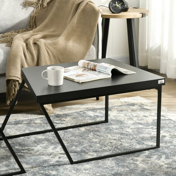 HOMCOM Coffee Table Set of 2, Geometric Coffee Table with Spacious Legroom, Steel Frame and Thick Tabletop, Industrial Coffee Tables Aosom UK