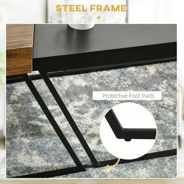 HOMCOM Coffee Table Set of 2, Geometric Coffee Table with Spacious Legroom, Steel Frame and Thick Tabletop, Industrial Coffee Tables Aosom UK