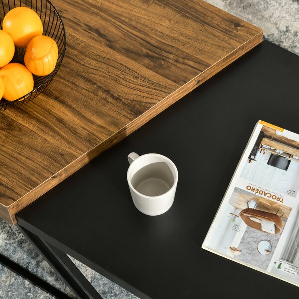 HOMCOM Coffee Table Set of 2, Geometric Coffee Table with Spacious Legroom, Steel Frame and Thick Tabletop, Industrial Coffee Tables Aosom UK