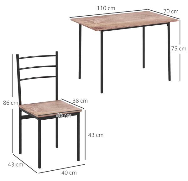 HOMCOM 4 Seater Modern Dining Set, Dining Table and Chairs Set with Steel Frame Table and 4 Chairs, Compact Size for Space Saving, Black Aosom UK