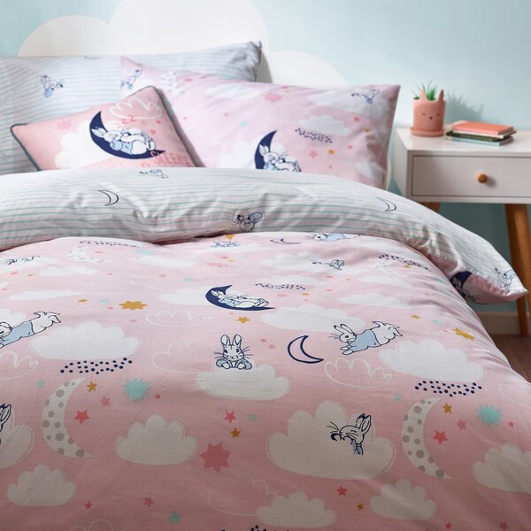 Peter Rabbit Sleepy Head Pink Duvet Cover and Pillowcase Set