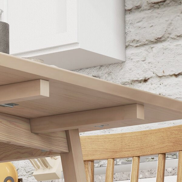 HOMCOM Folding Wood Tables, Extendable Kitchen Table for Small Space, Drop Leaf Dining Table for 2-4 People, Natural Wood Finish Aosom UK