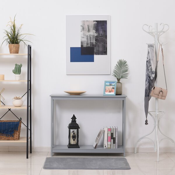 HOMCOM Console Table Hallway Desk w/Storage Shelf, X Design for Living Room Entryway, Grey Aosom UK