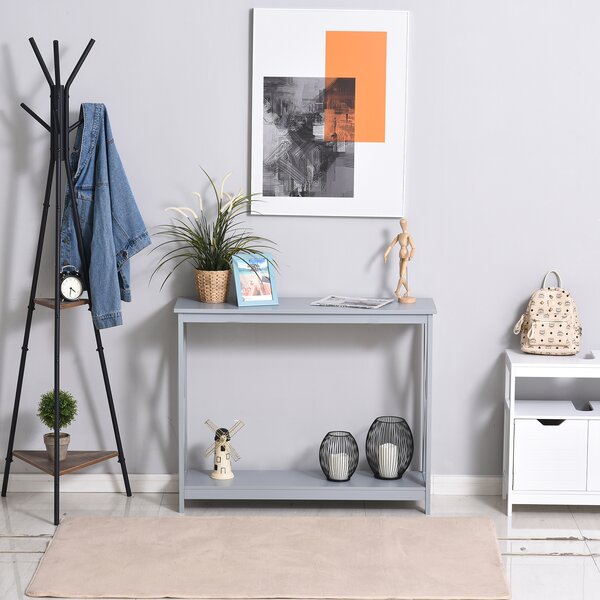 HOMCOM Console Table Hallway Desk w/Storage Shelf, X Design for Living Room Entryway, Grey Aosom UK
