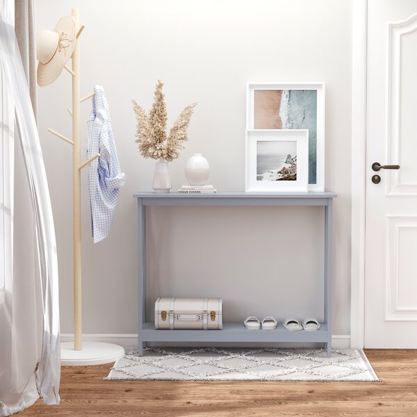 HOMCOM Console Table Hallway Desk w/Storage Shelf, X Design for Living Room Entryway, Grey Aosom UK