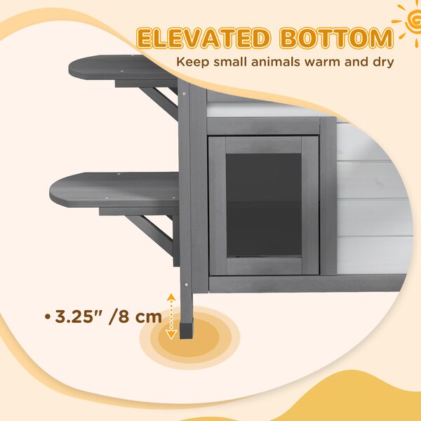 PawHut 2-Storey Indoor or Outdoor Wooden Cat Enclosure Kitty Shelter with Escape Door, Openable Weatherproof & Waterproof Roof, White Aosom UK