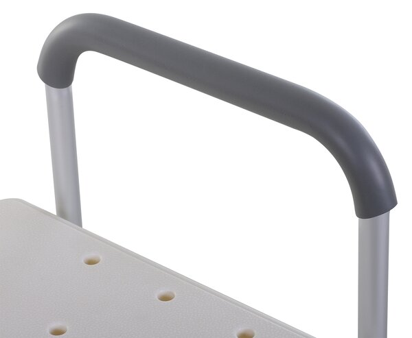 HOMCOM Height Adjustable Shower Chair, Non Slip Bath Transfer Bench for Elderly, Disabled with Armrest and Backrest, 300 lbs Capacity, White