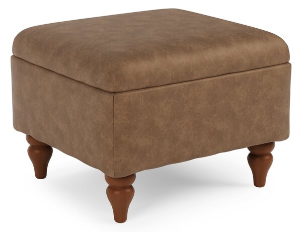 Oswald Storage Footstool Tapered Leg, Faux Leather