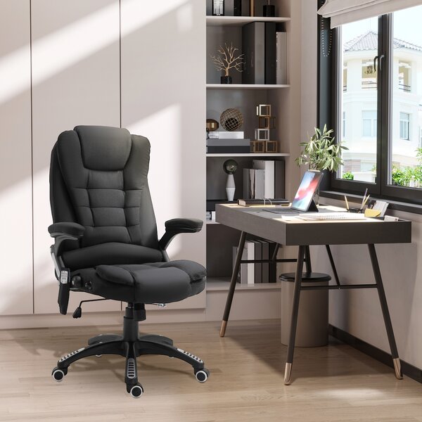 Vinsetto Massage Office Chair w/ 6 Heated Vibration Points, Executive Office Chair with Scratch Resistant Fabric, 360° Swivel Wheels, Black Aosom UK