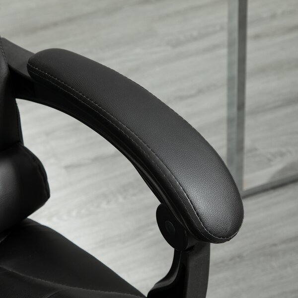 HOMCOM Executive Office Chair, Adjustable PU Leather Home Office Chair w/ Swivel Wheels, Retractable Footrest, Computer Desk Chair, Black Aosom UK