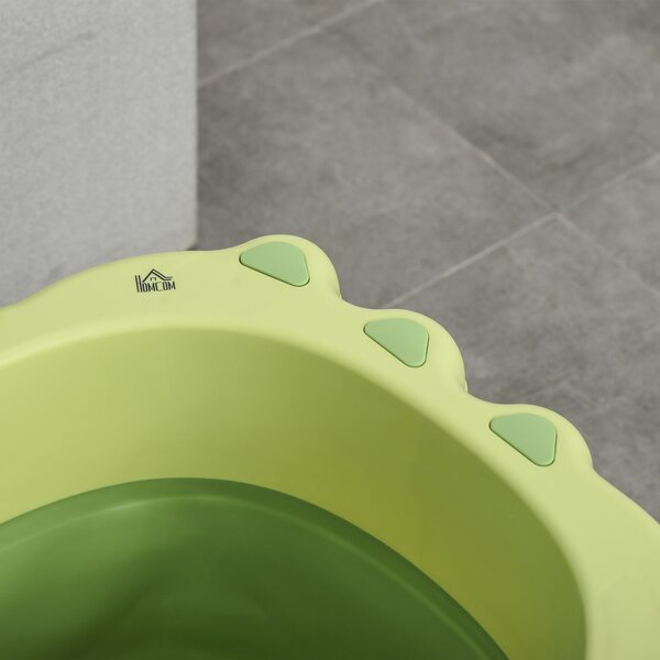 HOMCOM Baby Bath Tub for Newborns to Toddlers, Collapsible Non-Slip Portable Bath with Stool Seat for Infants, Crocodile Shape, Green Aosom UK