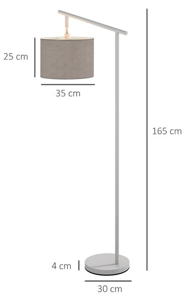 HOMCOM Modern Floor Lights with 350° Rotating Lampshade, Floor Standing Lamp for Living Room and Bedroom, LED Bulb Included, Grey Aosom UK