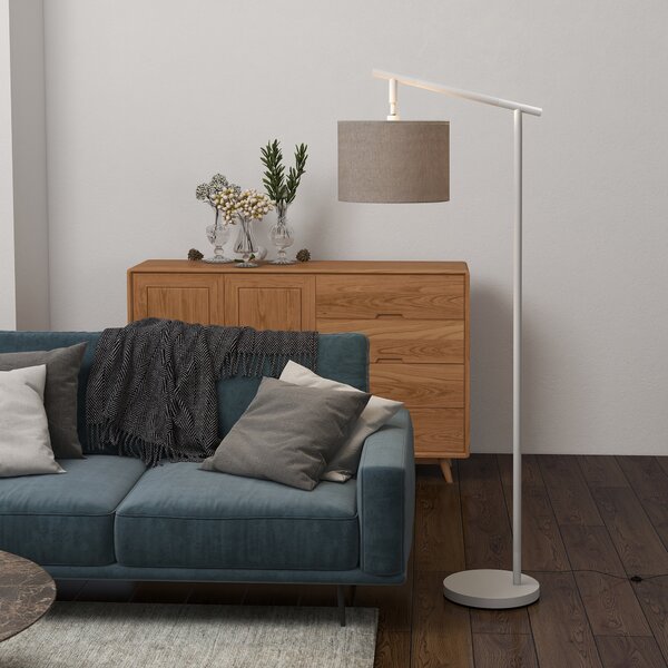 HOMCOM Modern Floor Lights with 350° Rotating Lampshade, Floor Standing Lamp for Living Room and Bedroom, LED Bulb Included, Grey Aosom UK