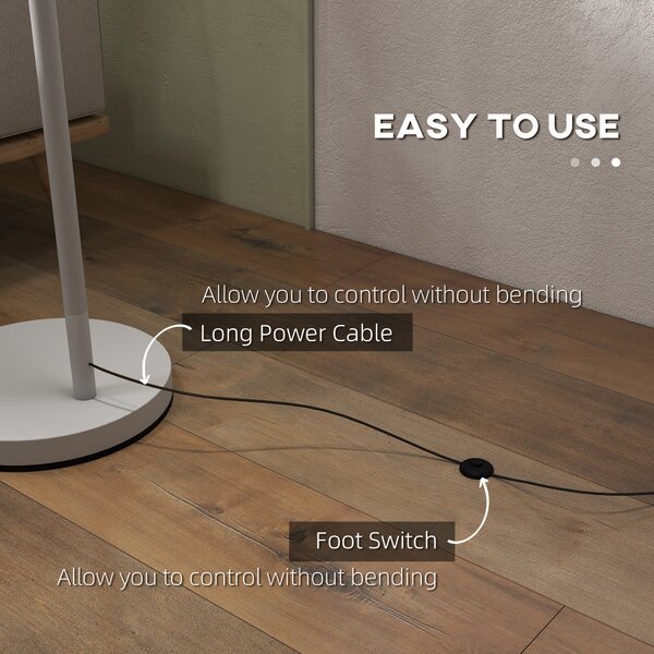 HOMCOM Modern Floor Lights with 350° Rotating Lampshade, Floor Standing Lamp for Living Room and Bedroom, LED Bulb Included, Grey Aosom UK
