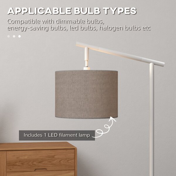 HOMCOM Modern Floor Lights with 350° Rotating Lampshade, Floor Standing Lamp for Living Room and Bedroom, LED Bulb Included, Grey Aosom UK