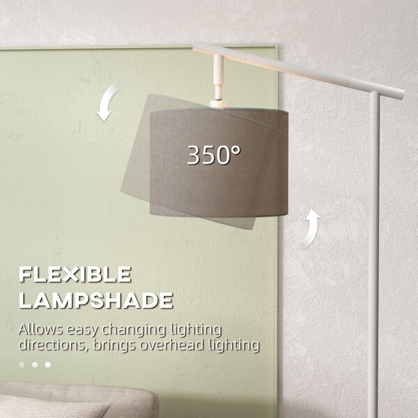 HOMCOM Modern Floor Lights with 350° Rotating Lampshade, Floor Standing Lamp for Living Room and Bedroom, LED Bulb Included, Grey Aosom UK