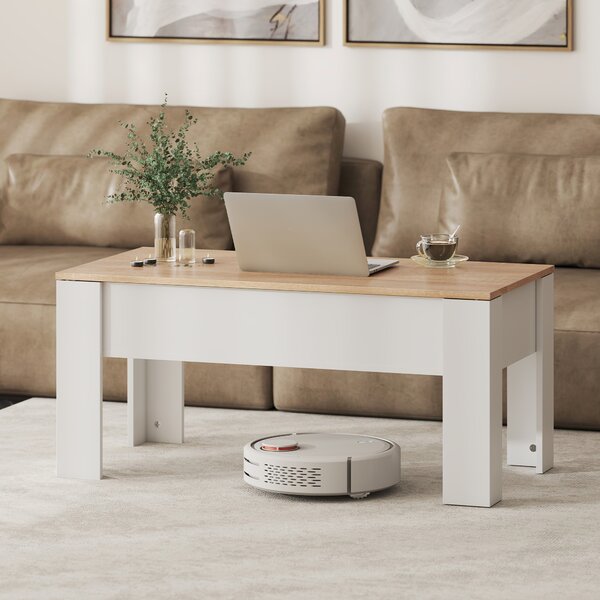 HOMCOM Lift Top Coffee Table with Hidden Storage Compartment, Lift Tabletop Pop-Up Center Table for Living Room Aosom UK