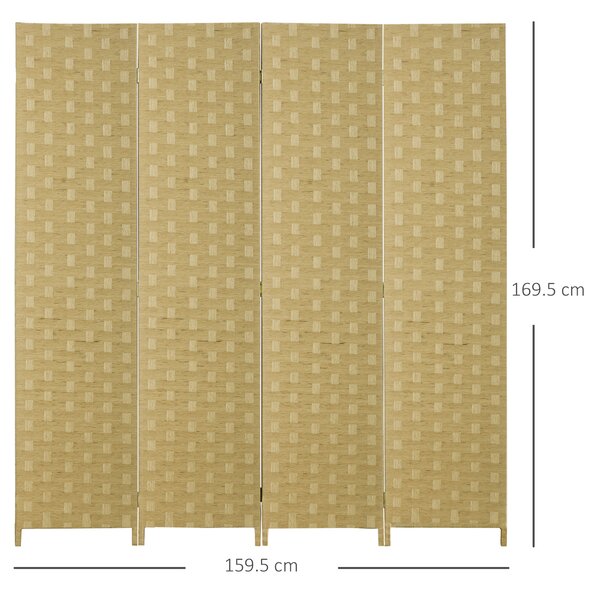 HOMCOM 4-Panel Room Dividers, Wave Fibre Freestanding Folding Privacy Screen Panels, Partition Wall Divider for Bedroom Office, 170 cm Aosom UK