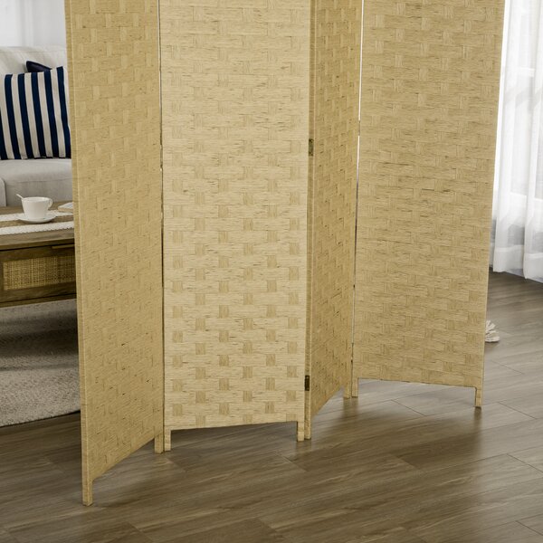 HOMCOM 4-Panel Room Dividers, Wave Fibre Freestanding Folding Privacy Screen Panels, Partition Wall Divider for Bedroom Office, 170 cm Aosom UK