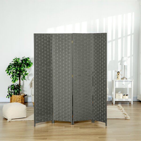 HOMCOM 4-Panel Room Dividers, Wave Fibre Freestanding Folding Privacy Screen Panels, Partition Wall Divider for Office, 170 cm Aosom UK
