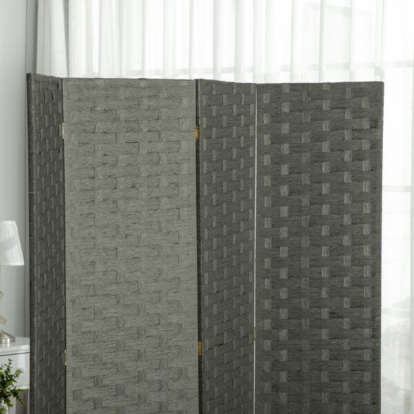 HOMCOM 4-Panel Room Dividers, Wave Fibre Freestanding Folding Privacy Screen Panels, Partition Wall Divider for Office, 170 cm Aosom UK