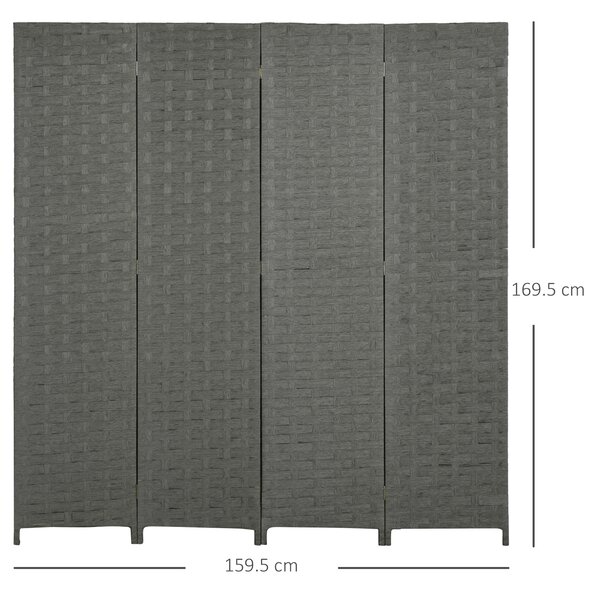 HOMCOM 4-Panel Room Dividers, Wave Fibre Freestanding Folding Privacy Screen Panels, Partition Wall Divider for Office, 170 cm Aosom UK