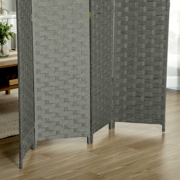HOMCOM 4-Panel Room Dividers, Wave Fibre Freestanding Folding Privacy Screen Panels, Partition Wall Divider for Office, 170 cm Aosom UK