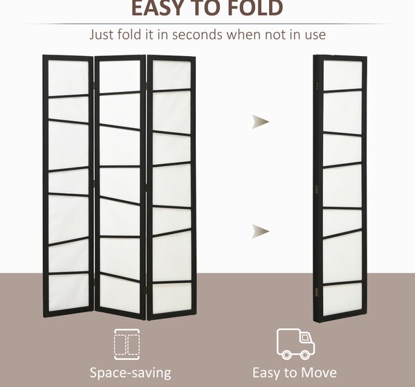 HOMCOM 3 Panel Room Divider, Wooden Folding Privacy Screen, Freestanding Wall Partition Separator for Bedroom, White Aosom UK