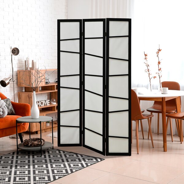 HOMCOM 3 Panel Room Divider, Wooden Folding Privacy Screen, Freestanding Wall Partition Separator for Bedroom, White Aosom UK