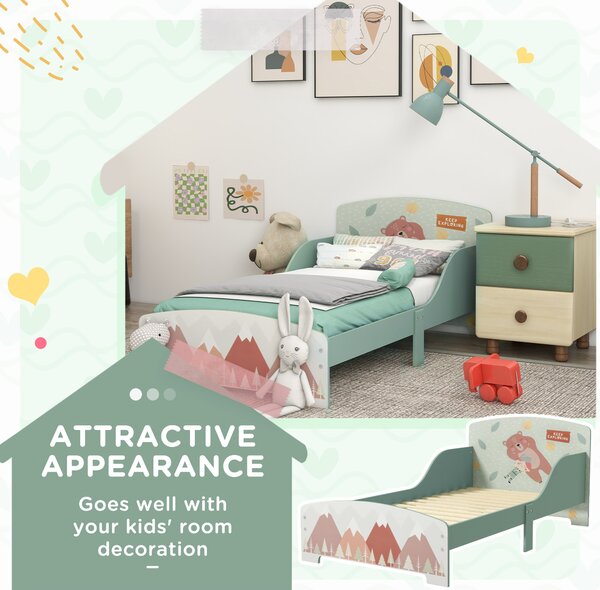 ZONEKIZ Toddler Bed Frame, Kids Bedroom Furniture for Ages 3-6 Years, Green