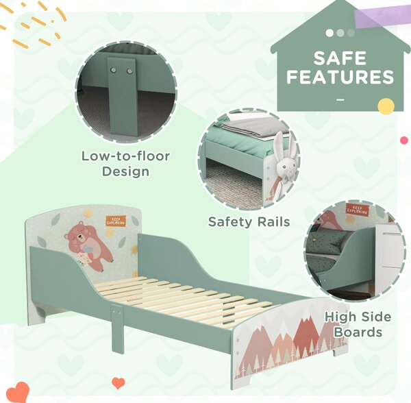 ZONEKIZ Toddler Bed Frame, Kids Bedroom Furniture for Ages 3-6 Years, Green