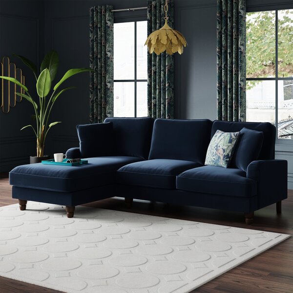 Beatrice Matte Velvet 3 Seater Corner Chaise Double Sofa Bed