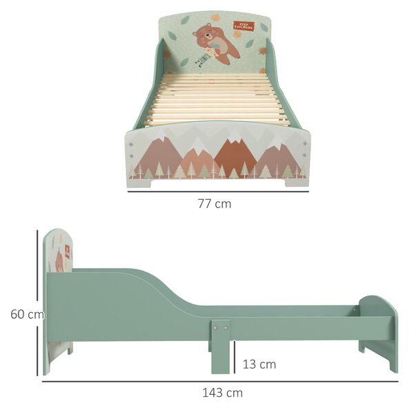 ZONEKIZ Toddler Bed Frame, Kids Bedroom Furniture for Ages 3-6 Years, Green