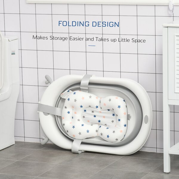 HOMCOM Foldable Portable Baby Bathtub w/ Baby Bath Temperature-Induced Water Plug for 0-3 years Aosom UK