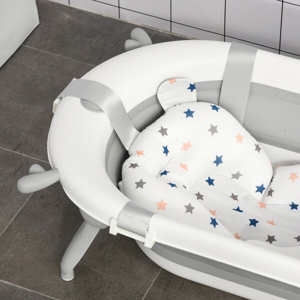 HOMCOM Foldable Portable Baby Bathtub w/ Baby Bath Temperature-Induced Water Plug for 0-3 years Aosom UK