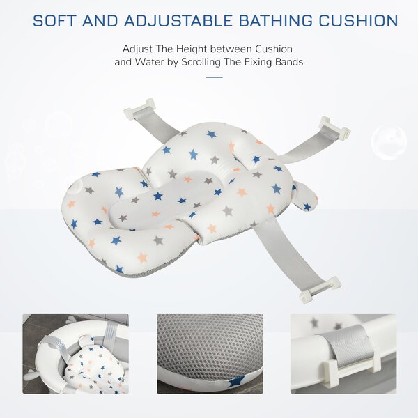 HOMCOM Foldable Portable Baby Bathtub w/ Baby Bath Temperature-Induced Water Plug for 0-3 years Aosom UK
